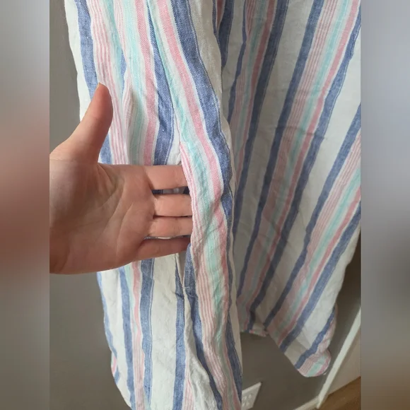 Crown & Ivy Linen Striped Tank Dress White/Pink/Blue Womens Size XL - Picture 3 of 5